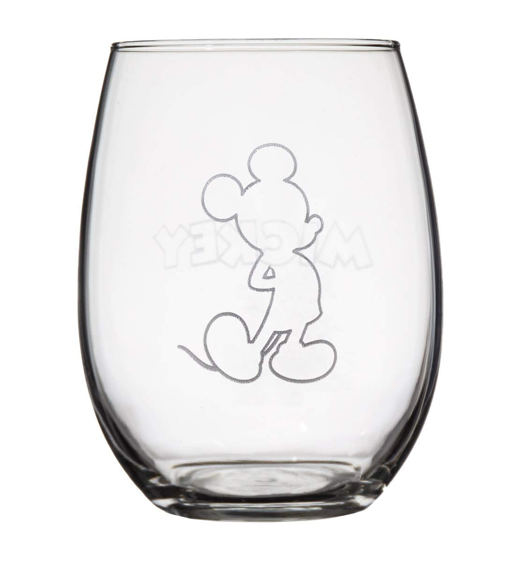 Disney Mickey and Minnie Mouse Teardrop Stemless Wine Glass