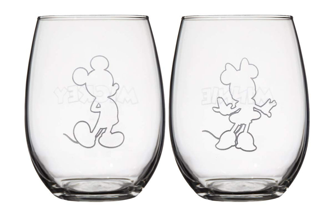 Disney Collectible Wine Glass Set- Mickey and Minnie