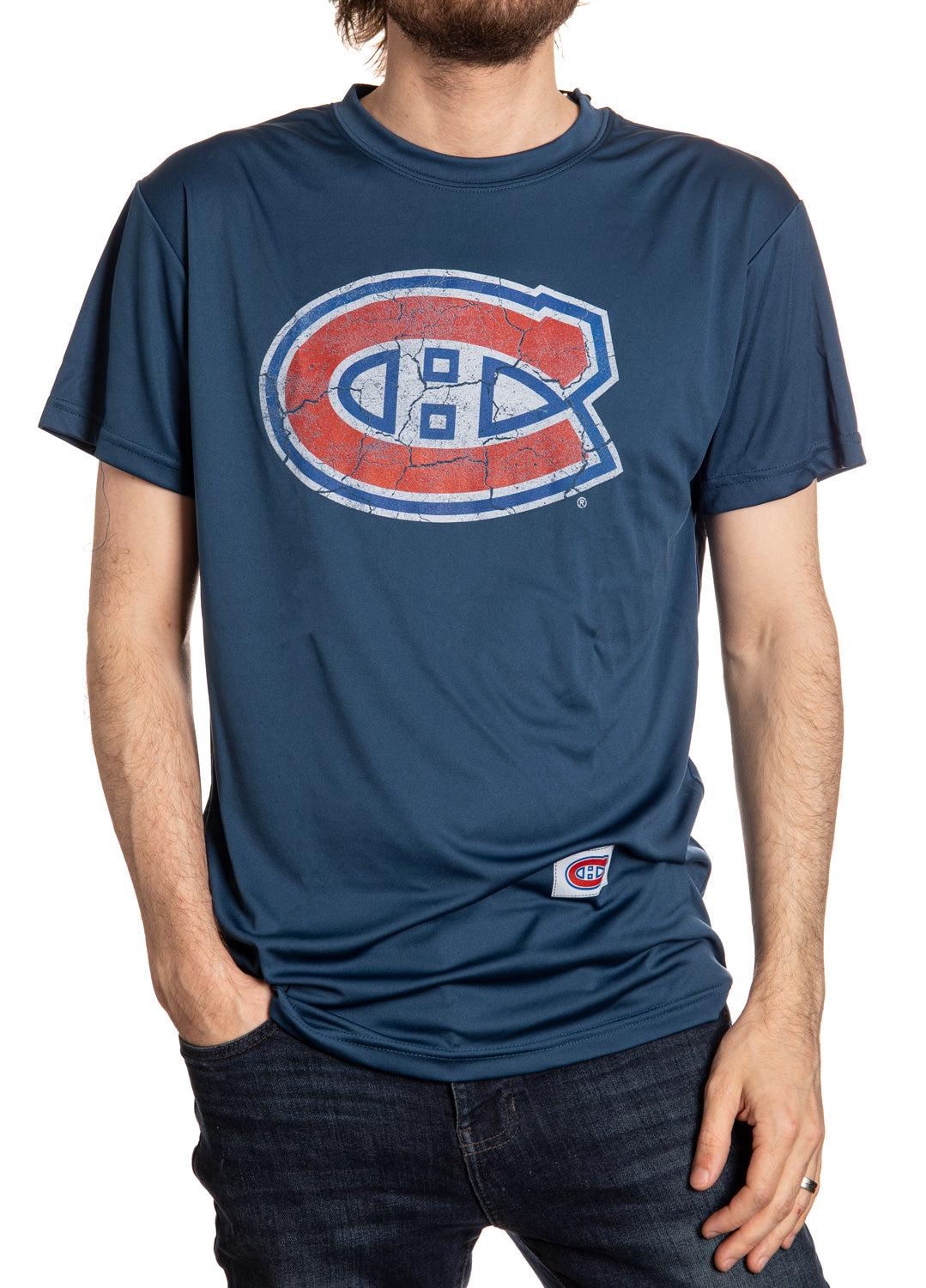 Montreal Canadiens Short Sleeve Rashguard - Distressed Logo Front View