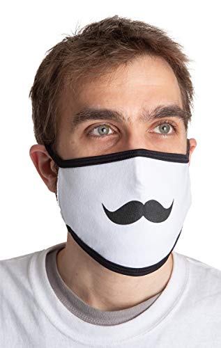 Mustache Face Mask White - 3 Pack