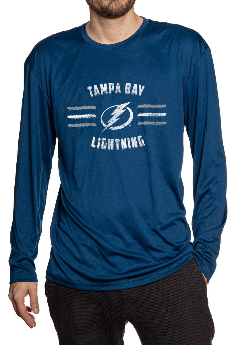 Tampa Bay Lightning Long Sleeve Rashguard for Men - Distressed Lines
