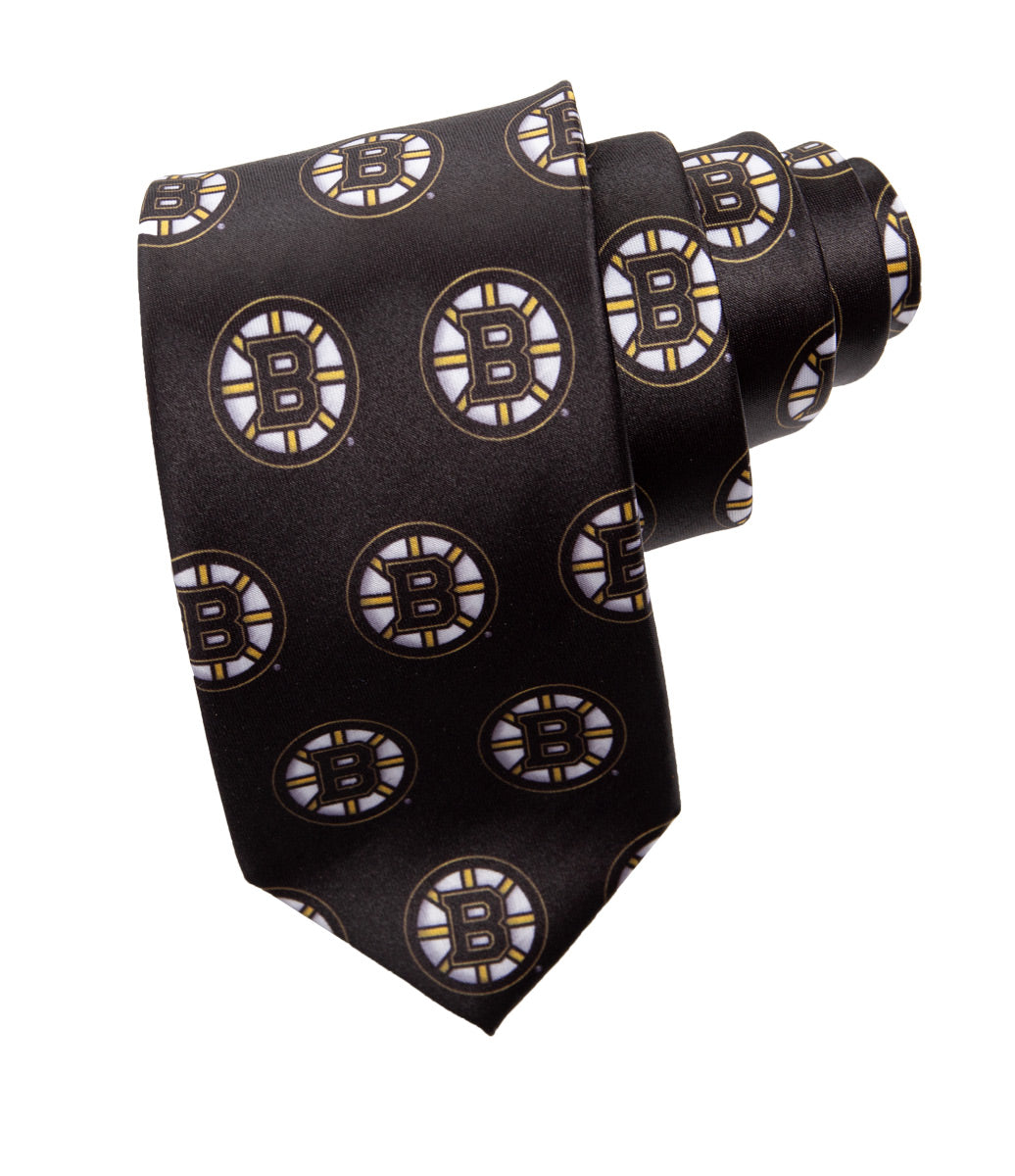 NHL Men's All Over Team Logo Neck Tie- Boston Bruins