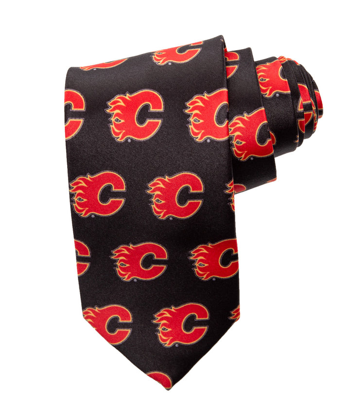 Calgary Flames All Over Team Logo Necktie