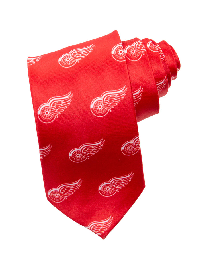 NHL Men's All Over Team Logo Neck Tie- Detroit Red Wings