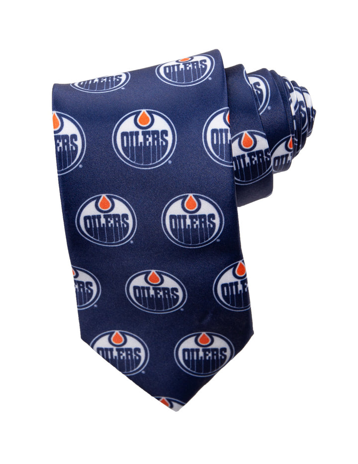 NHL Men's All Over Team Logo Neck Tie- Edmonton Oilers