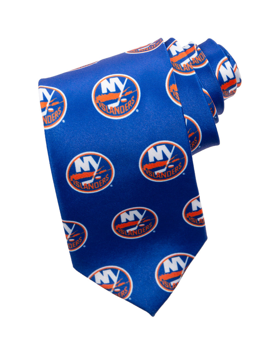 NHL Men's All Over Team Logo Neck Tie- New York Islanders
