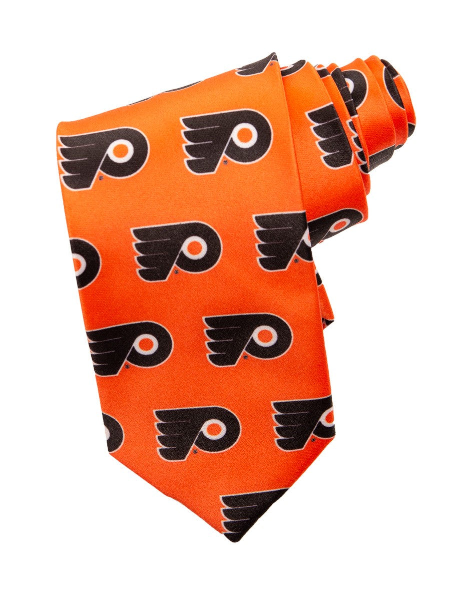 NHL Men's All Over Team Logo Neck Tie- Philadelphia Flyers