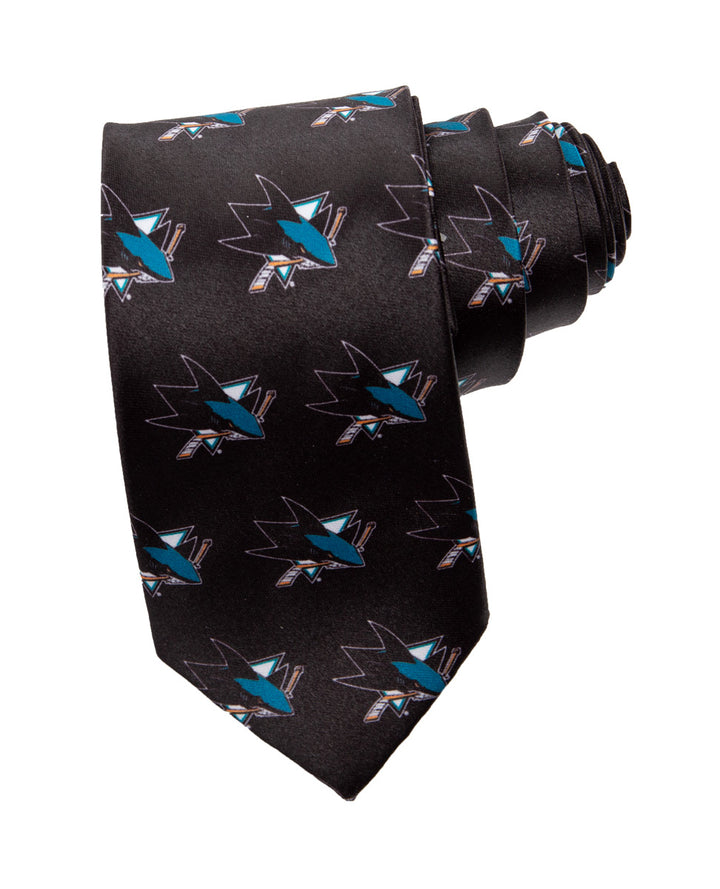NHL Men's All Over Team Logo Neck Tie- San Jose Sharks