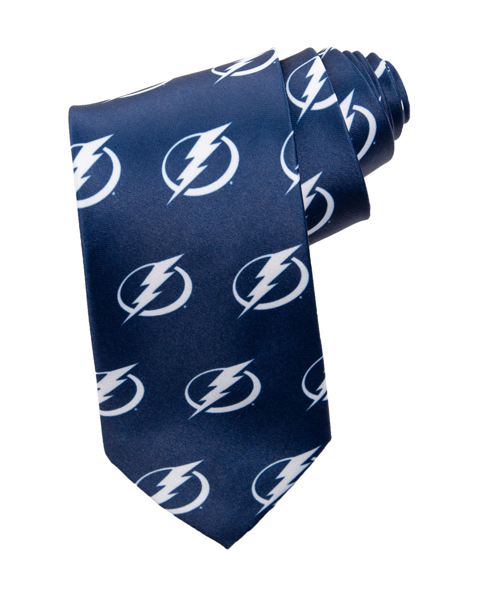 NHL Men's All Over Team Logo Neck Tie- Tampa Bay Lightning 