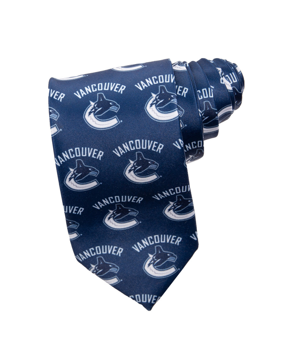 Vancouver Canucks All Over Team Logo Necktie in Blue
