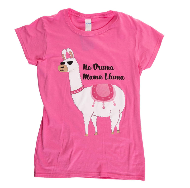 No Drama Mama Llama Mother's Day T-Shirt on Pink Shirt