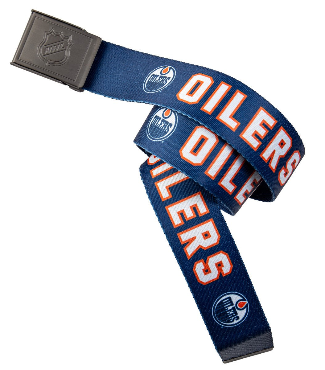 NHL Mens Woven Adjustable Team Logo Belt- Edmonton Oilers Swatch