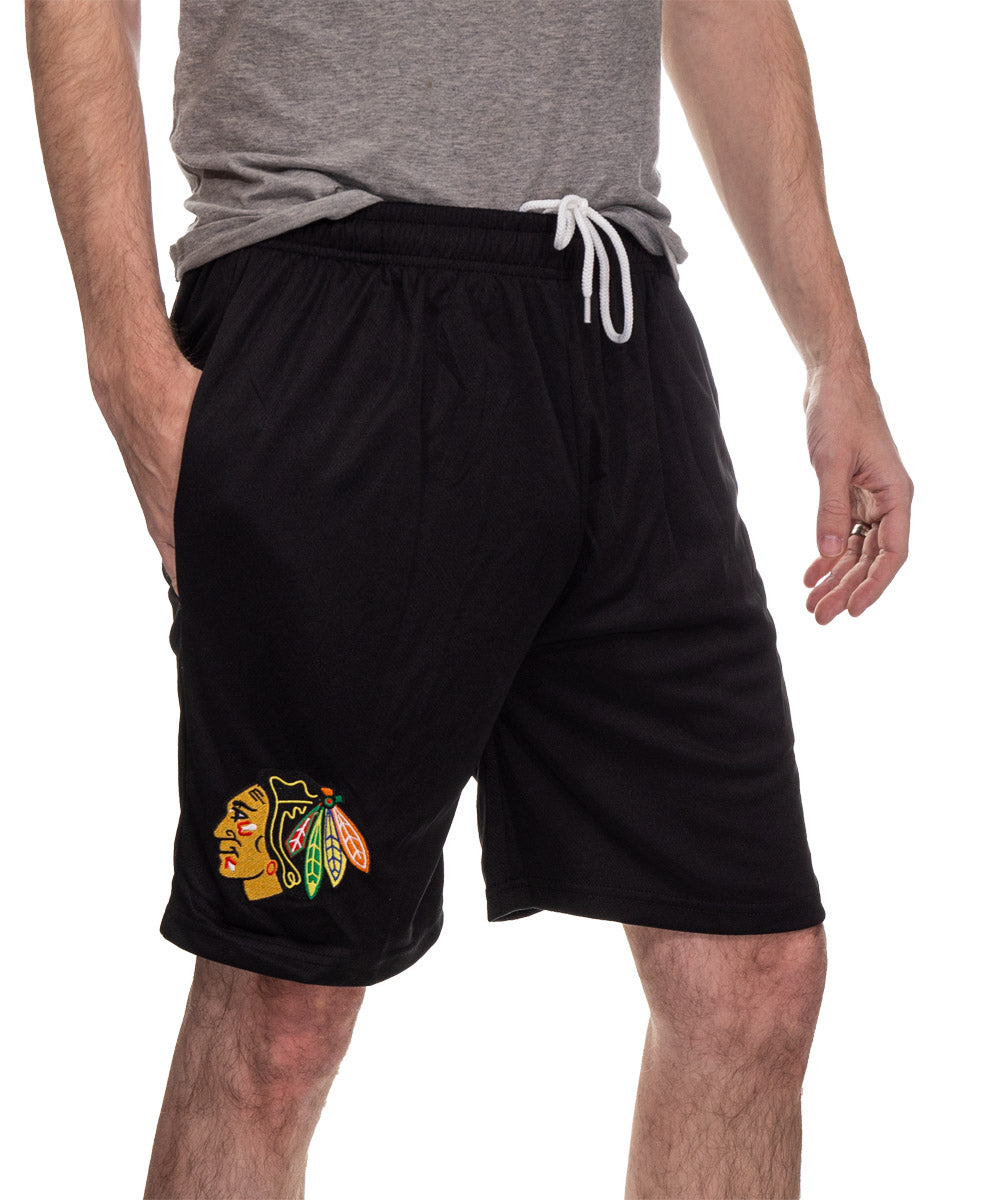 NHL Mens Air Mesh Shorts- Chicago Blackhawks Team Right Side