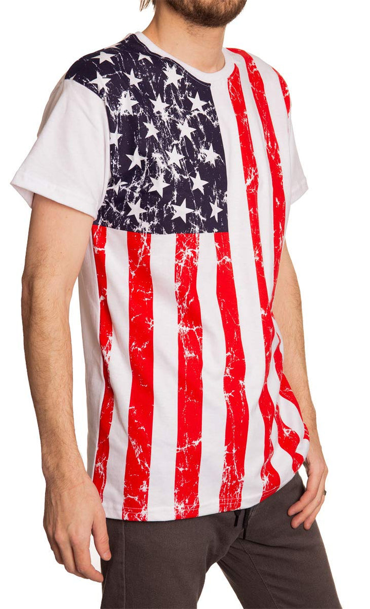 Distressed USA Flag T-Shirt Side View