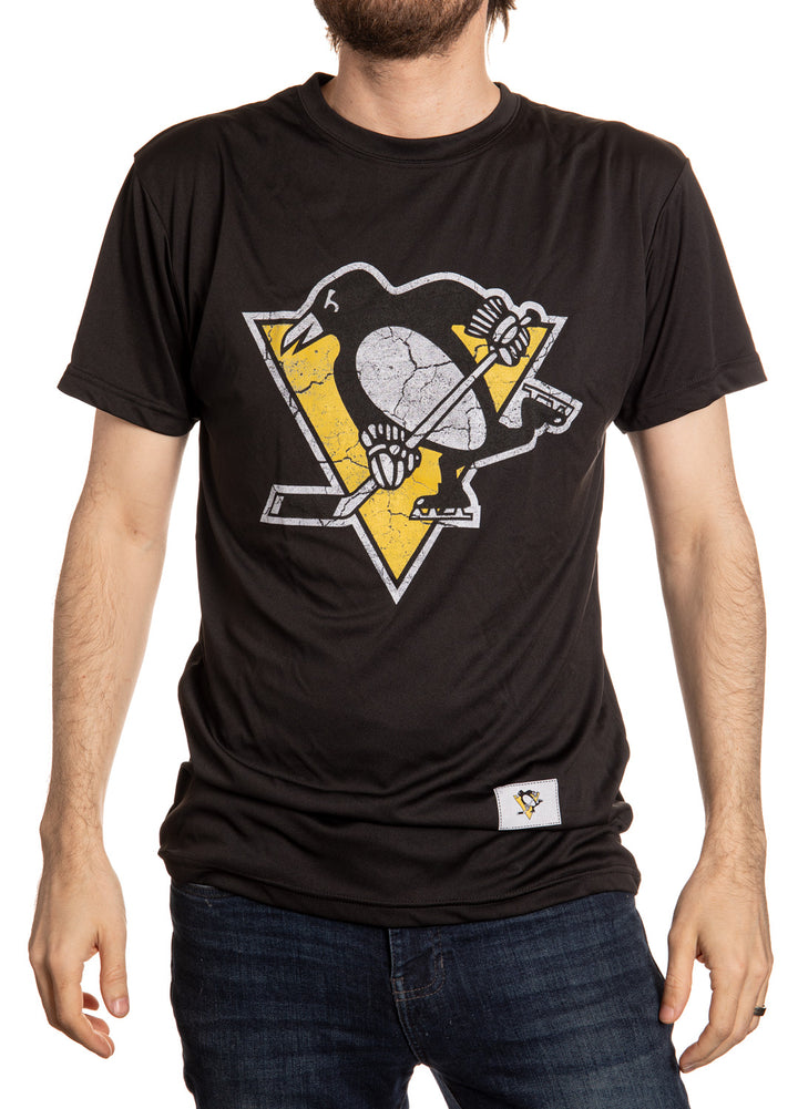 Pittsburgh Penguins Short Sleeve Rashguard - Distressed Logo Front View