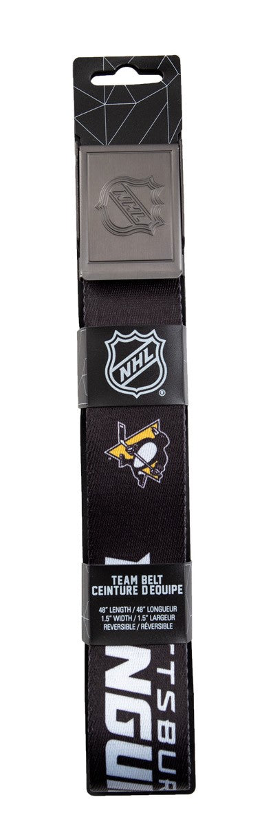 NHL Mens Woven Adjustable Team Logo Belt- Pittsburgh Penguins Belt in Packaging