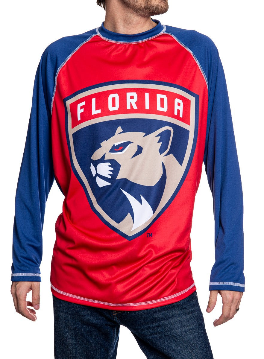 NHL Mens Long Sleeve Rashguard with Wicking Technology- Florida Panthers Front