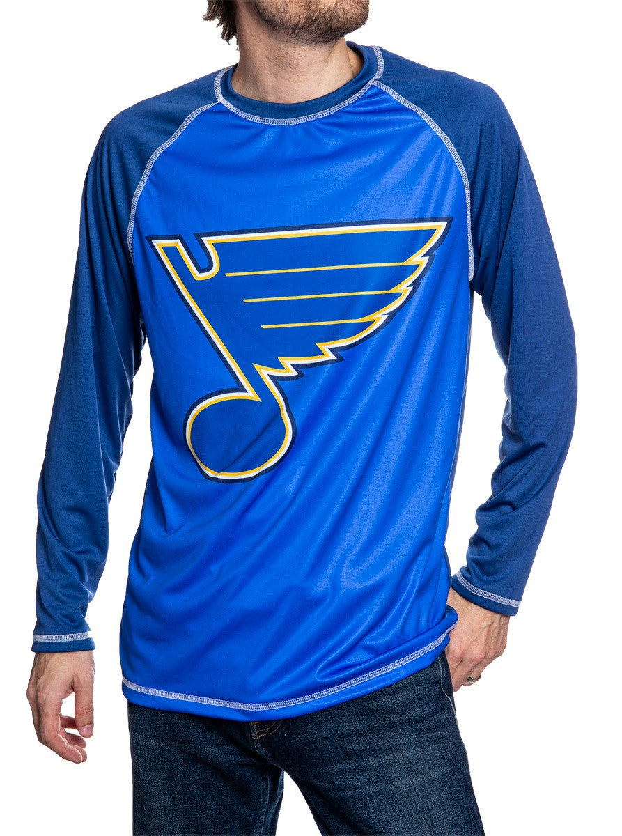 NHL Mens Long Sleeve Rashguard with Wicking Technology- St.Louis Blues Front