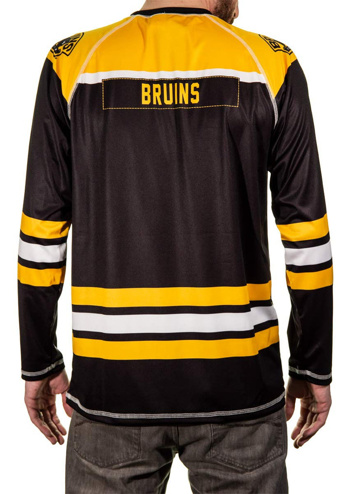 Boston Bruins Game Day Jersey Back View. Bruins Name Tag Across Shoulders. 