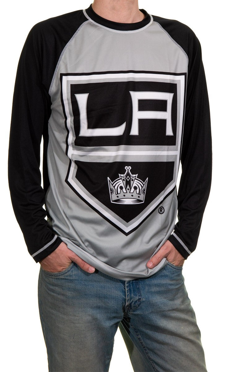 NHL Mens Long Sleeve Rashguard with Wicking Technology- Los Angeles Kings Front