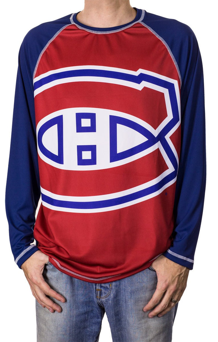 NHL Mens Long Sleeve Rashguard with Wicking Technology- Montreal Canadiens Front