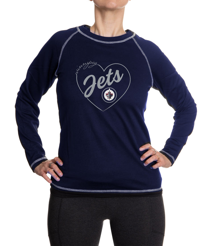 Winnipeg Jets Heart Logo Long Sleeve Shirt for Women