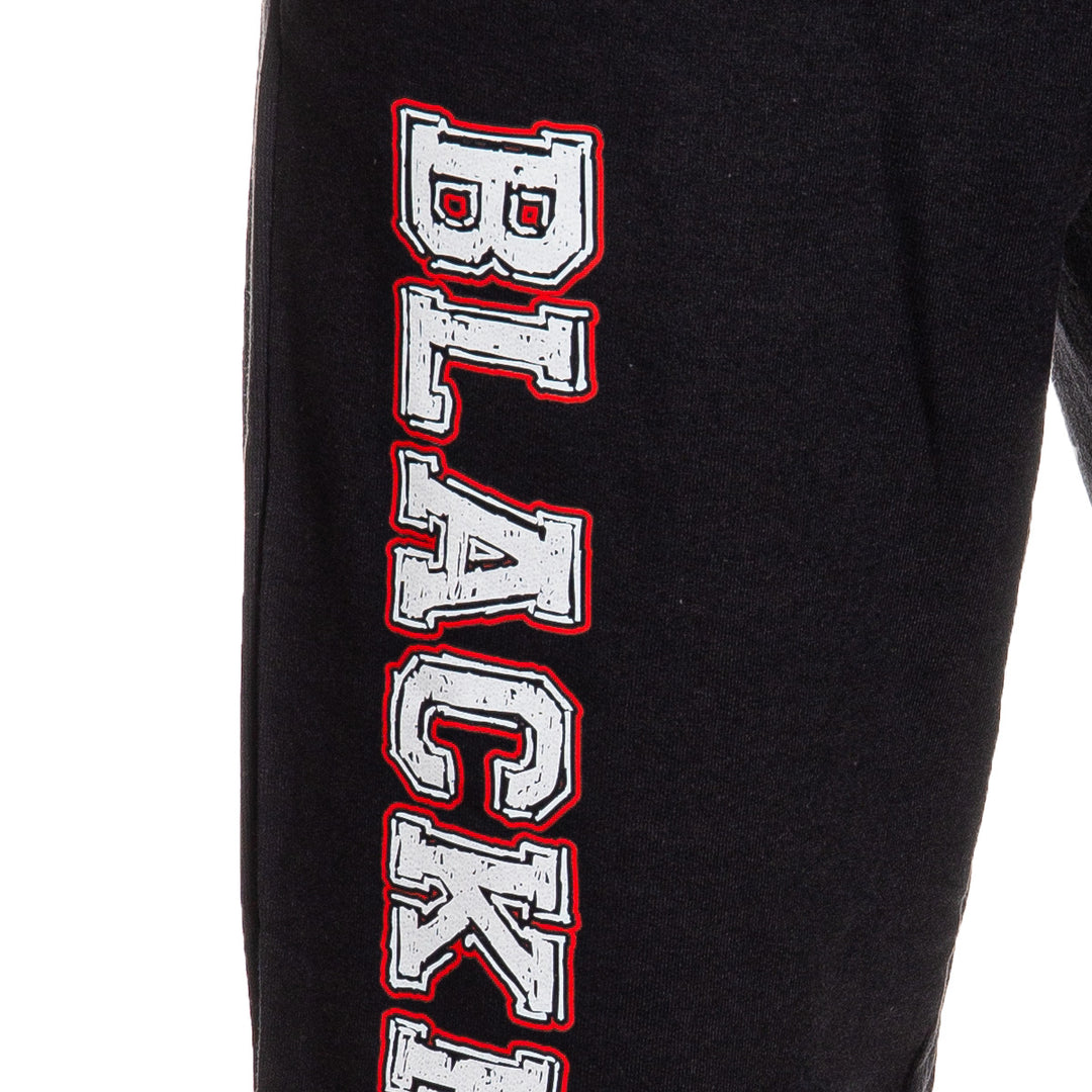 Chicago Blackhawks Premium Fleece Sweatpants Close Up of Blackhawks Down Leg.