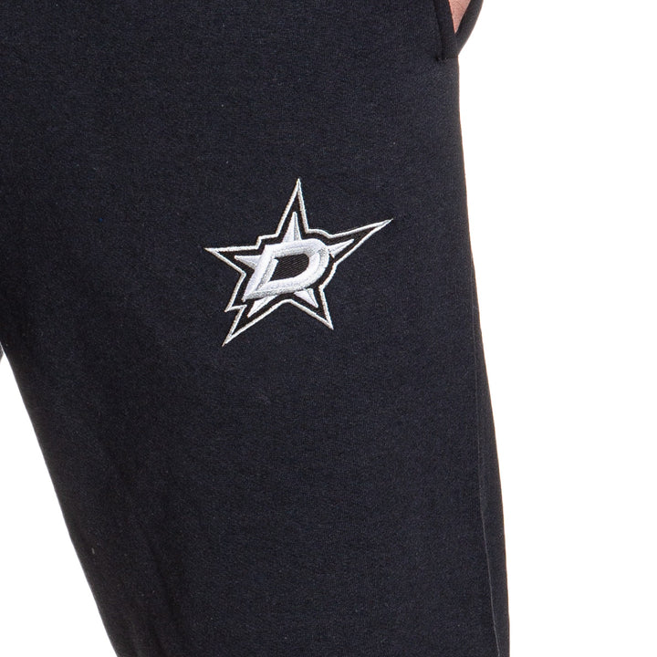 Dallas Stars Premium Fleece Sweatpants Close Up Of Embroidered Logo.