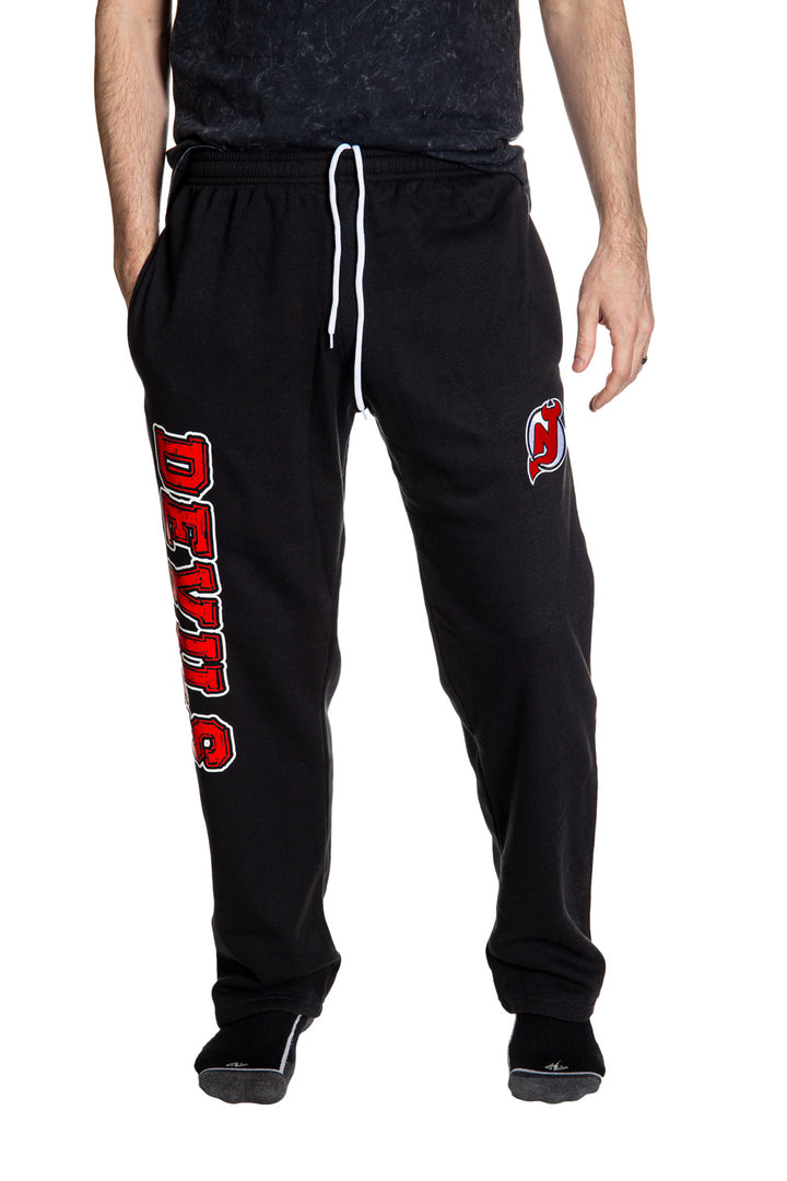 New Jersey Devils Premium Fleece Sweatpants Front View.