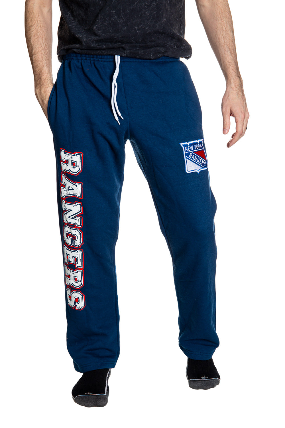New York Rangers Premium Fleece Sweatpants Front View.
