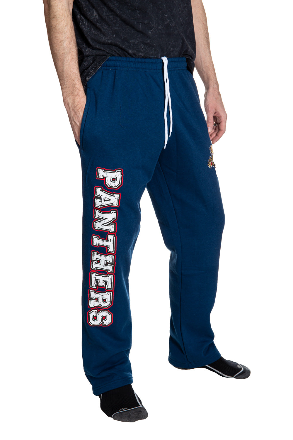 Florida Panthers Premium Fleece Sweatpants Side View Of Panthers Print.
