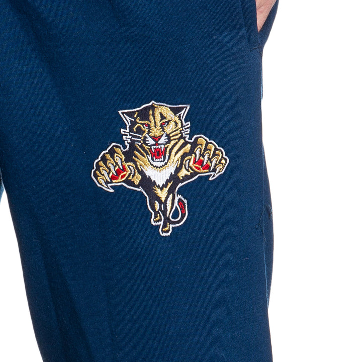 Florida Panthers Premium Fleece Sweatpants Close Up of Panthers Logo.