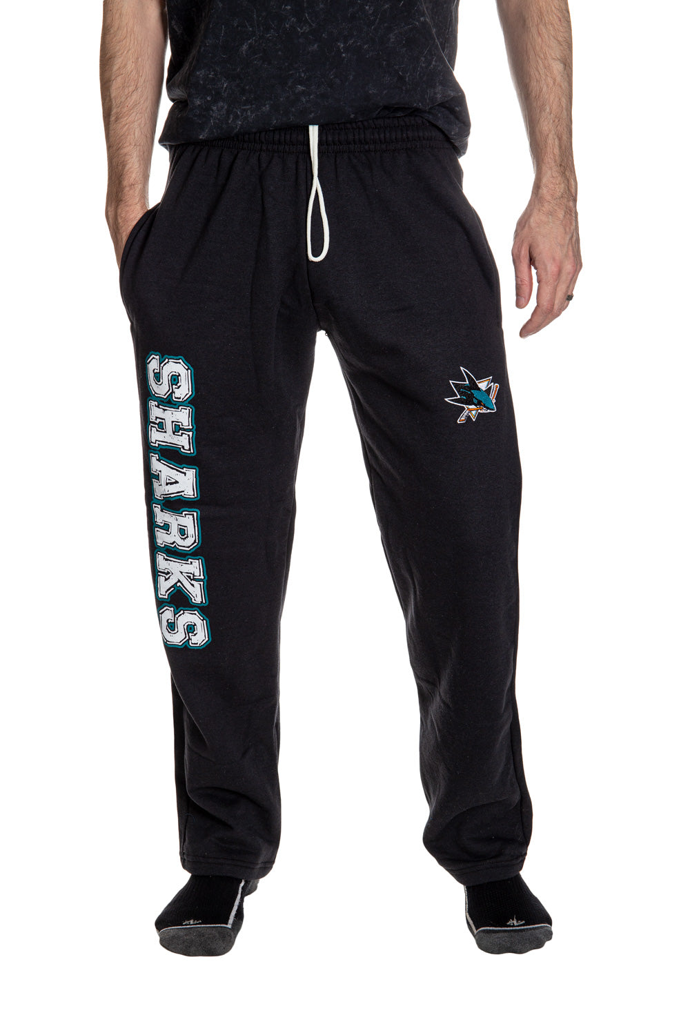 San Jose Sharks Premium Fleece Sweatpants Front View.