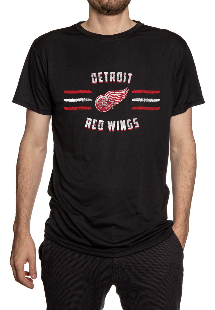 Detroit Red Wings Distressed Lines T-Shirt Front View.