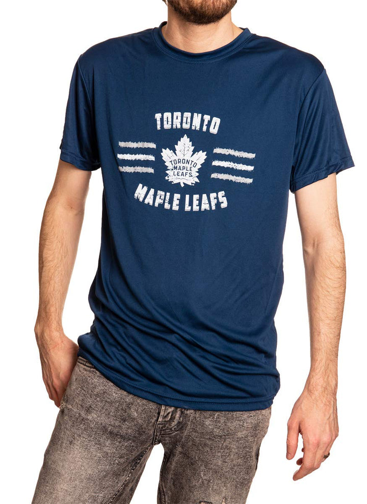 Toronto Maple Leafs Distressed Lines T-Shirt. Blue Shirt.