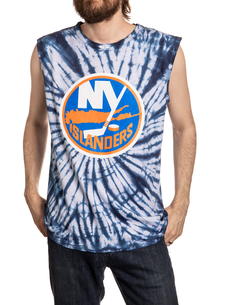 New York Islanders Spiral Tie Dye Sleeveless Shirt for Men