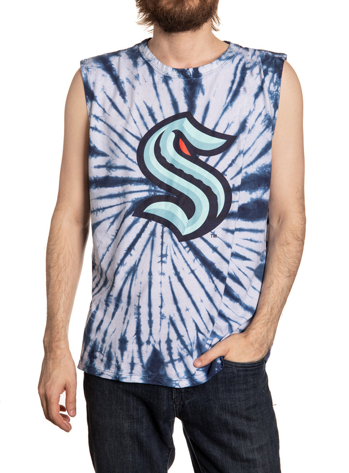 Seattle Kraken Spiral Tie Dye Sleeveless Shirt for Men