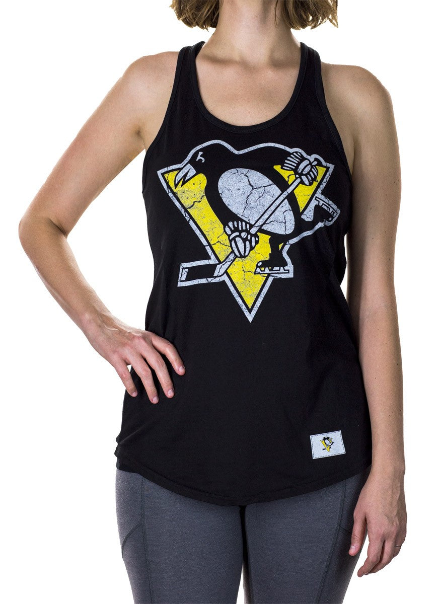 NHL Distressed Flowy Tank Top - Pittsburgh Penguins
