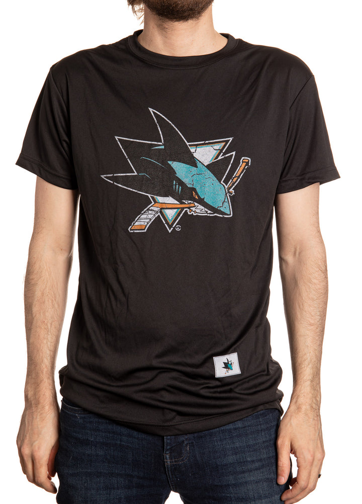 San Jose Sharks Short Sleeve Rashguard - Distressed Logo Front View