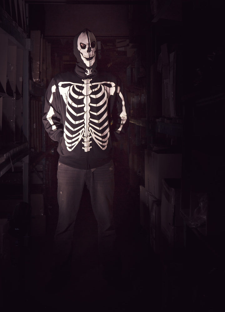 Glow in the Dark Skeleton Hoodie - Full Zip Hooded Costume