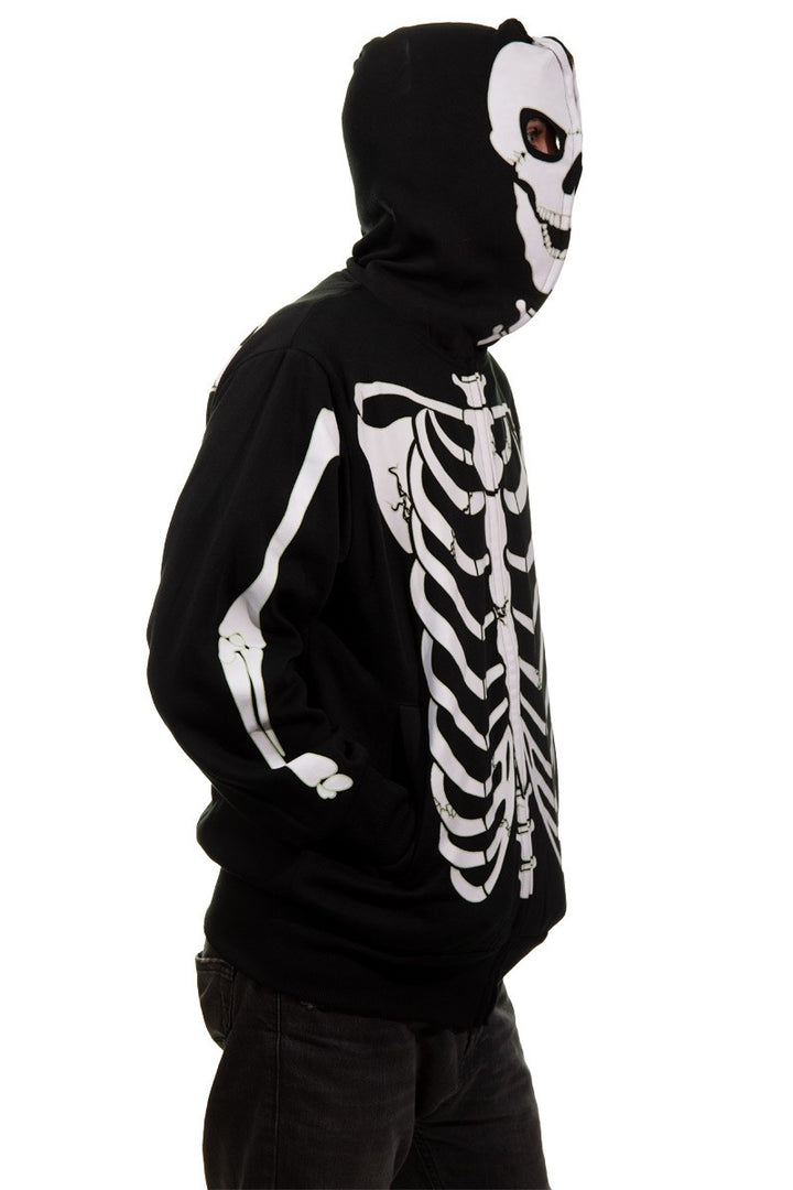 Calhoun Men's Glow in The Dark Skeleton Costume Zip Hoodie Side View 