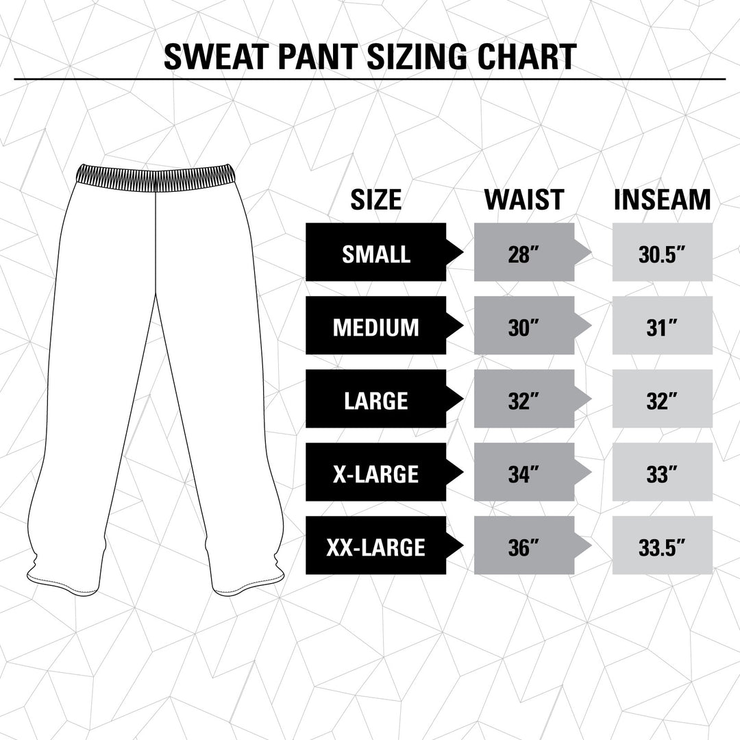 Columbus Blue Jackets Premium Fleece Sweatpants Size Guide.