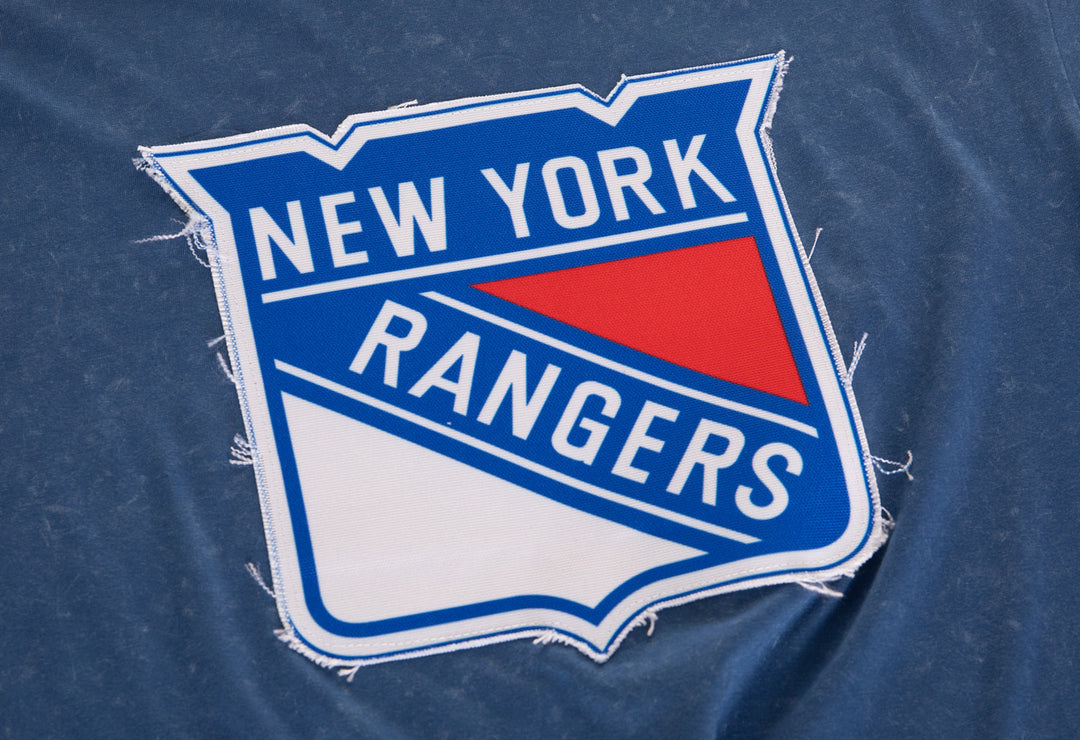 New York Rangers Frayed Logo Acid Wash T-Shirt