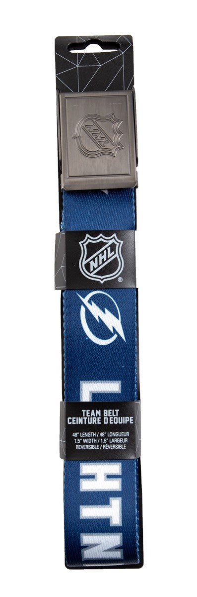 NHL Mens Woven Adjustable Team Logo Belt- Tampa Bay Lightning Belt In Package