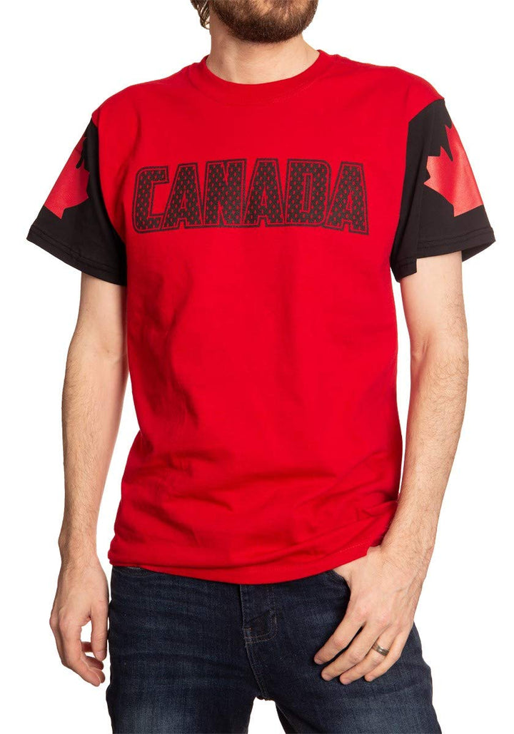 Canada T-Shirt in Red and Black. Front View.