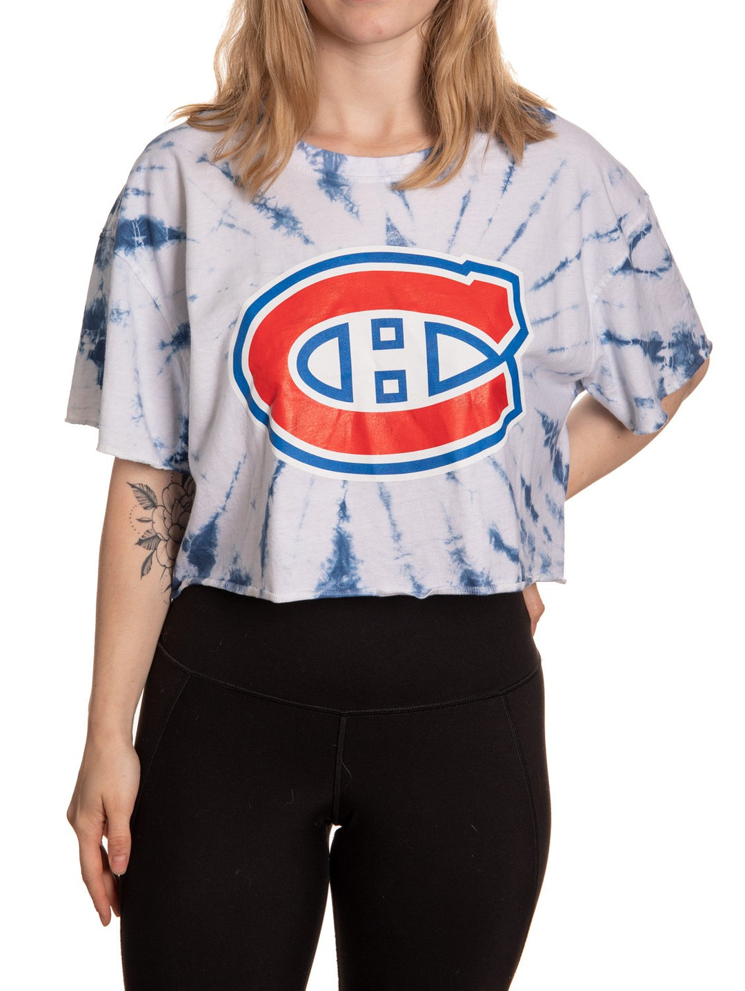 Montreal Canadiens Tie Dye Crop Top for Women Front View