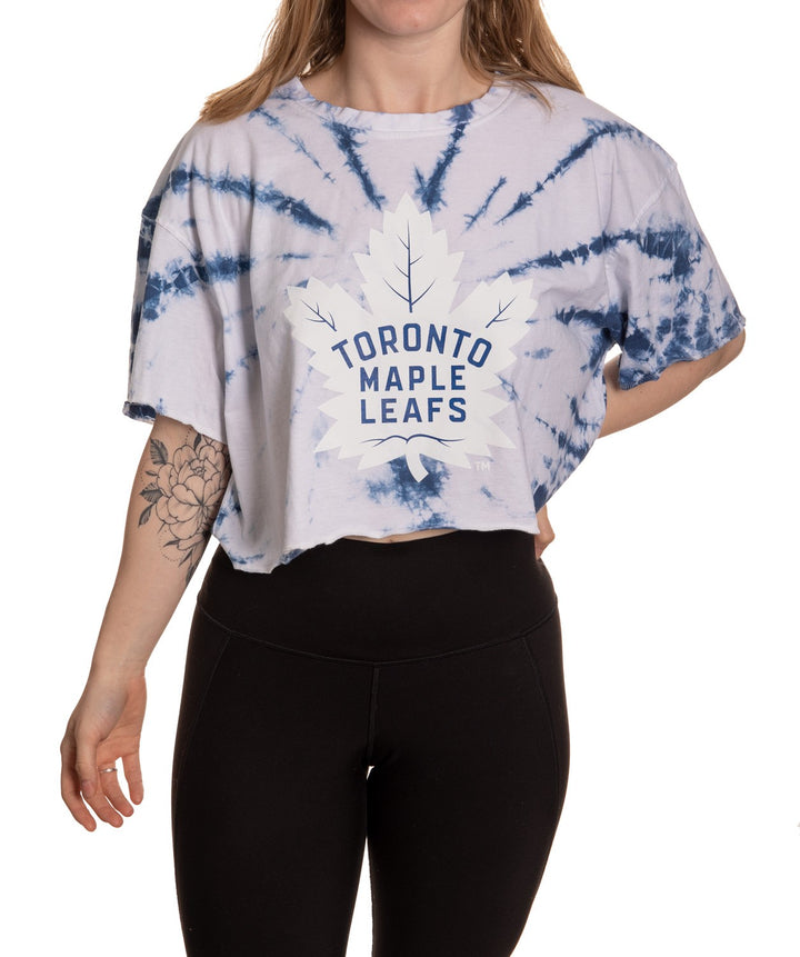 Toronto Maple Leafs Tie Dye Crop Top for Women Front VIew