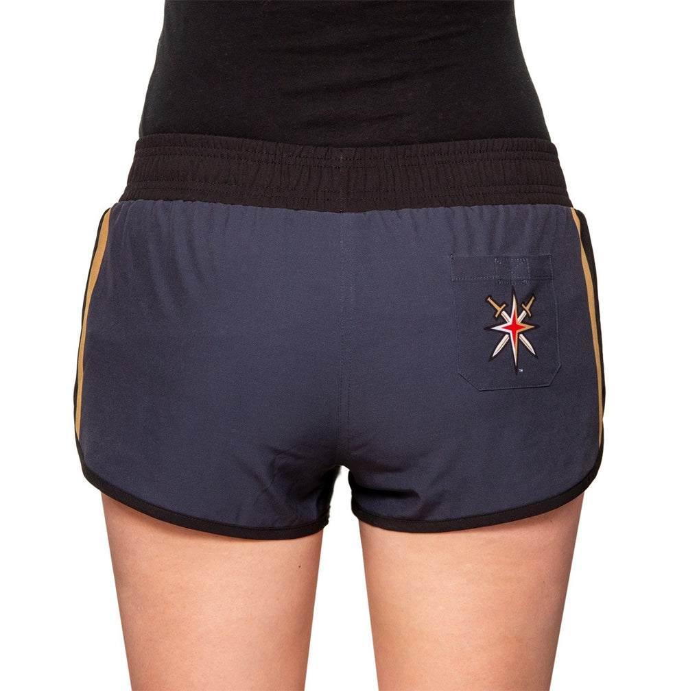 Ladies NHL Swim Board Short- Vegas Golden Knights Back View With Star On One Bottom Butt Pocket