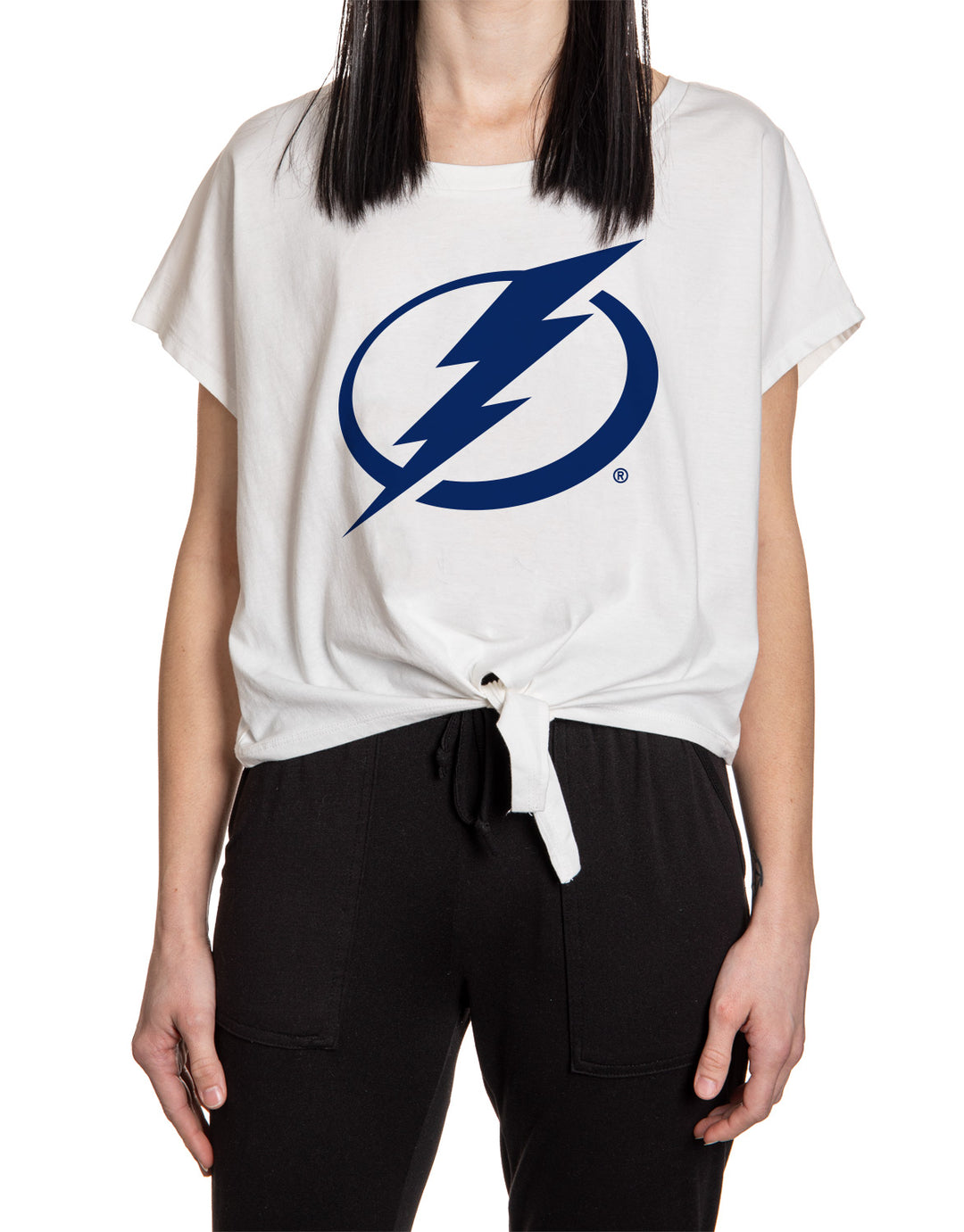 Tampa Bay Lightning Ladies Tie Up Front Crop T-shirt
