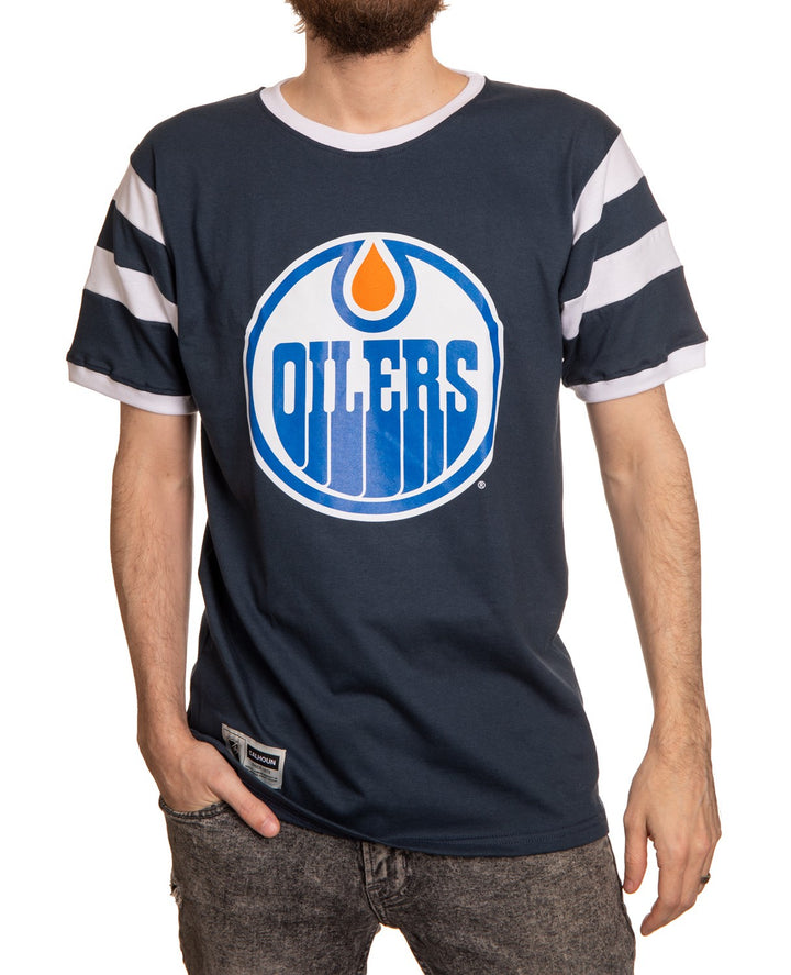 Edmonton Oilers Retro Varsity Inset Sleeve T-Shirt